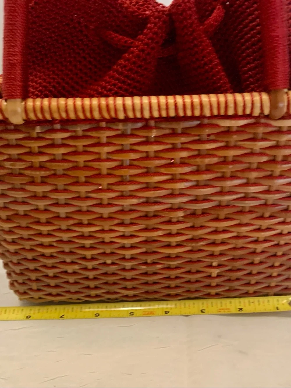 The Sak Red Woven Basket Tote with Knit Drawstring Liner - Picture 5 of 7